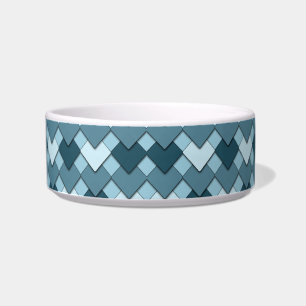 Sapphire Blue Square and Diamond Harlequin Pattern Bowl