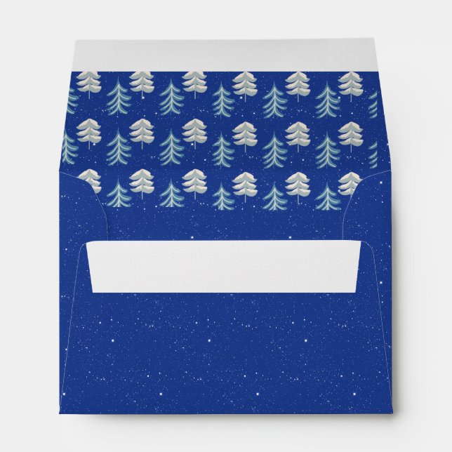 Sapphire  Blue Starry Night Sparkles Holly Envelope (Back (Bottom))