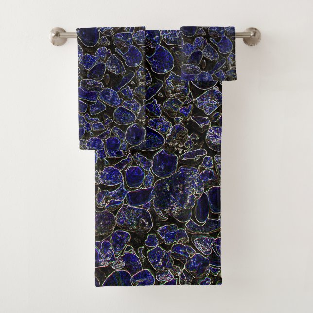 Sapphire Blue Stones with Glow Bath Towel Set (Insitu)