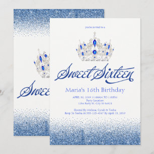 Sapphire Blue Sweet Sixteen Invitations