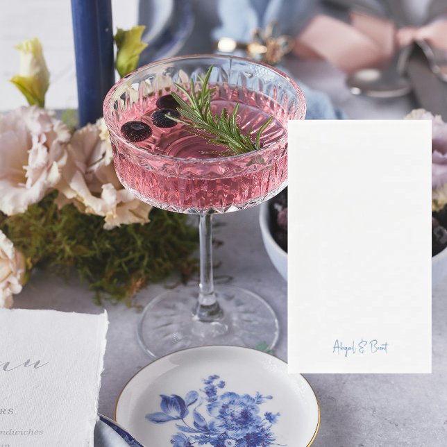 Sapphire Blue Text Personalised Wedding  Napkin (Creator Uploaded)