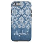 Sapphire Blue Vintage Damask Pattern and Name