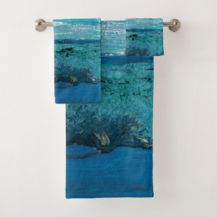 Sapphire Blue Watercolor Bath Towel Set