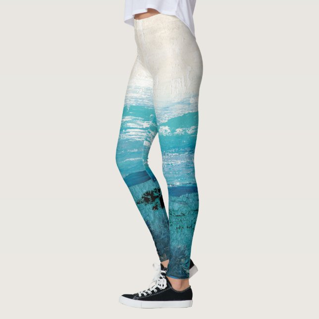 Sapphire Blue Watercolor Leggings (Left)