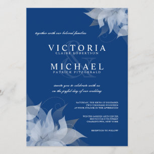 Sapphire Blue & White Floral Wedding Invitations