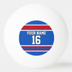 Sapphire Blue with Red White Stripes Team Jersey Ping Pong Ball