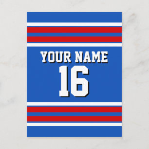 Sapphire Blue with Red White Stripes Team Jersey Postcard