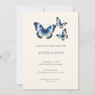 Sapphire Butterfly Birthday Party Invitation