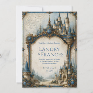 Sapphire Castle Map Wedding Invitation