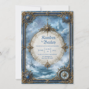 Sapphire Compass Castle Wedding Invitation