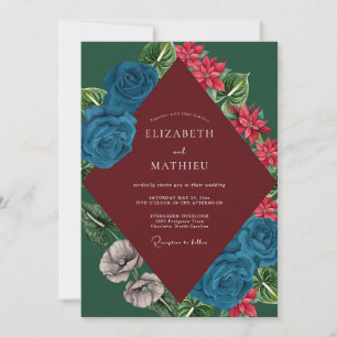 Sapphire Crimson Rose Wedding Invitation