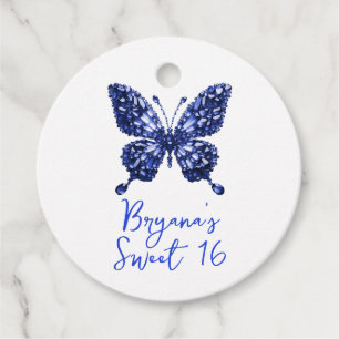 Sapphire Crystal Butterfly September Birthstone Favour Tags