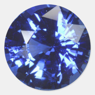 Sapphire Dark Blue Gemstone September Birthstone Classic Round Sticker