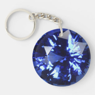 Sapphire Dark Blue Gemstone September Birthstone Key Ring