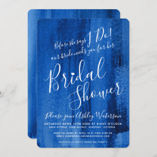 Sapphire deep blue art bridal shower invitation