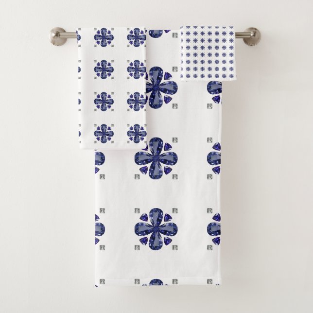 Sapphire Diamond Art, Blue Bath Towel Set (Insitu)