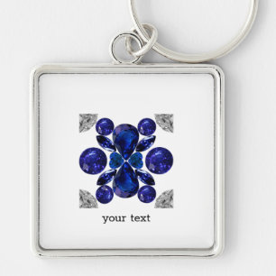 Sapphire Diamond Gemstone Art Blue Key Ring