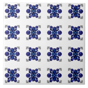 Sapphire Diamond Gemstone Art Blue Tile