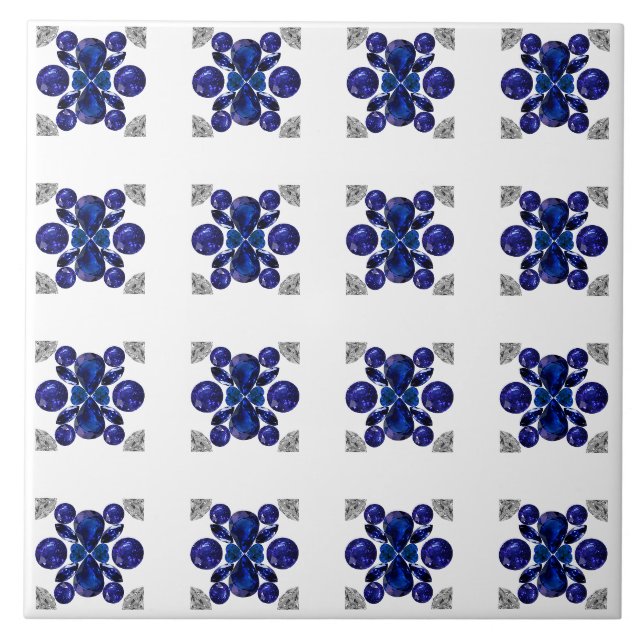 Sapphire Diamond Gemstone Art Blue Tile (Front)