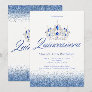 Sapphire & Diamond Quinceañera Invitations