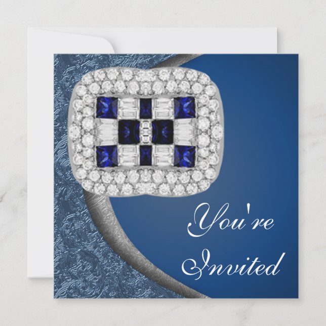 Sapphire Diamonds Party Invitation (Front)