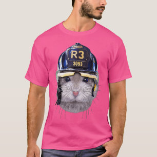 Sapphire Dwarf Hamster in Firefighter Helmet T-Shirt