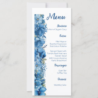Sapphire Elegance Blue and White Wedding Menu