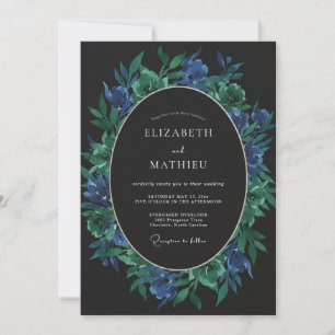 Sapphire Emerald Foliage Eucalyptus Wedding Invitation