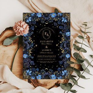 Sapphire Floral Celestial Wedding Invitation