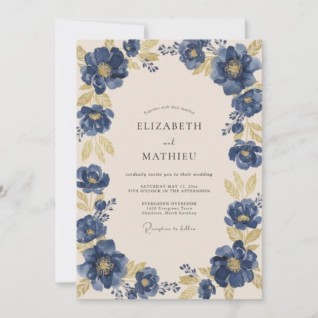 Sapphire Foliage Sage Wedding Invitation (Front)