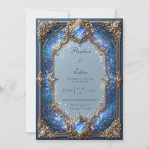 Sapphire Galaxy Filigree Wedding Invitation