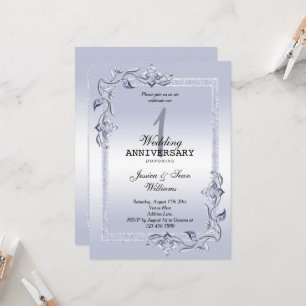 Sapphire Gem & Glitter &  1st Wedding   Invitation