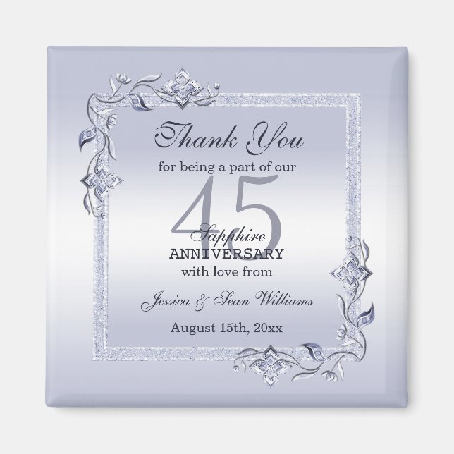 Sapphire Gem & Glitter 45th Wedding Anniversary  Magnet (Front)