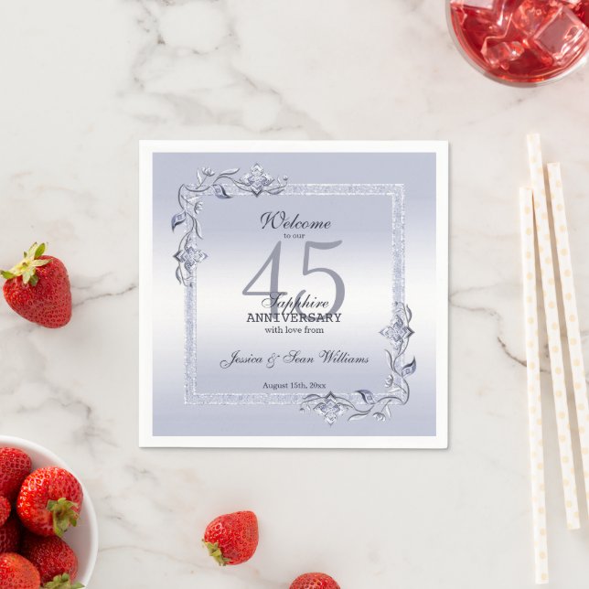 Sapphire Gem & Glitter 45th Wedding Anniversary    Napkin (Insitu)