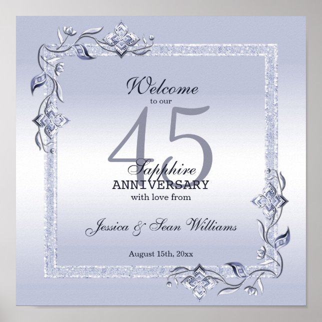 Sapphire Gem & Glitter 45th Wedding Anniversary    Poster (Front)