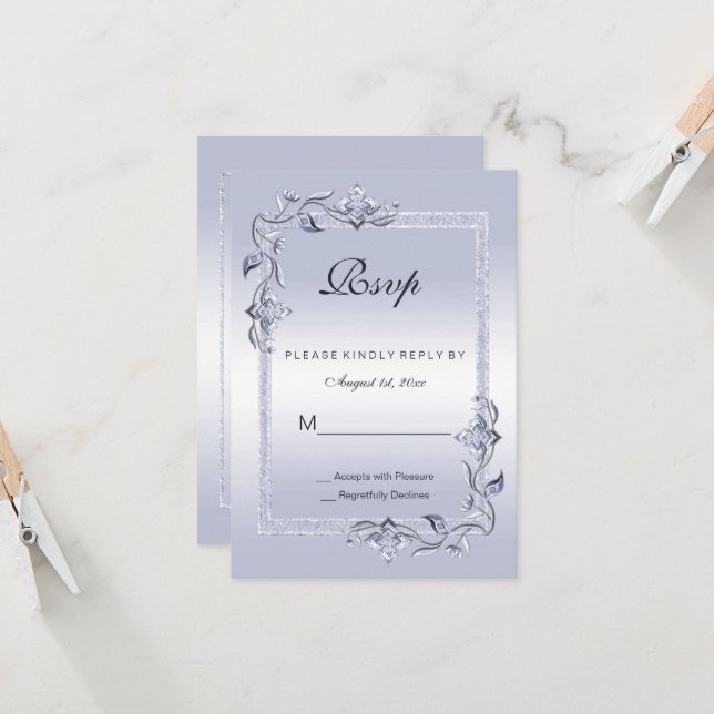 Sapphire Gem & Glitter 45th Wedding RSVP (Front/Back In Situ)