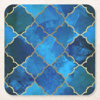 Sapphire Gemstone & Gold Moroccan Tile Pattern