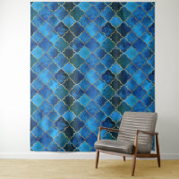 Sapphire Gemstone & Gold Moroccan Tile Pattern