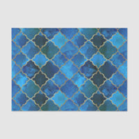 Sapphire Gemstone & Gold Moroccan Tile Pattern