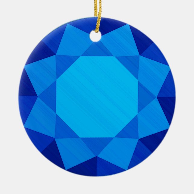 Sapphire Gemstone / Jewel Graphic Image  Ceramic Tree Decoration (Front)