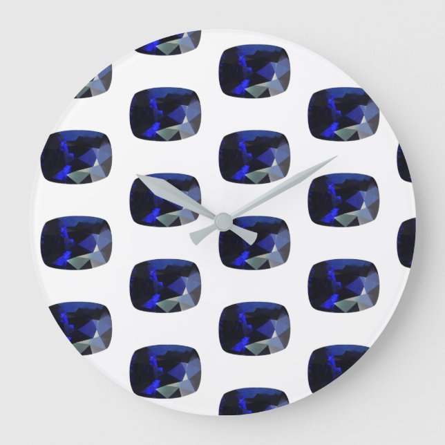 Sapphire Gemstone pattern Blue Large Clock (Front)