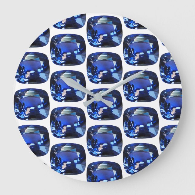 Sapphire Gemstone September Birthstone, Blue Large Clock (Front)