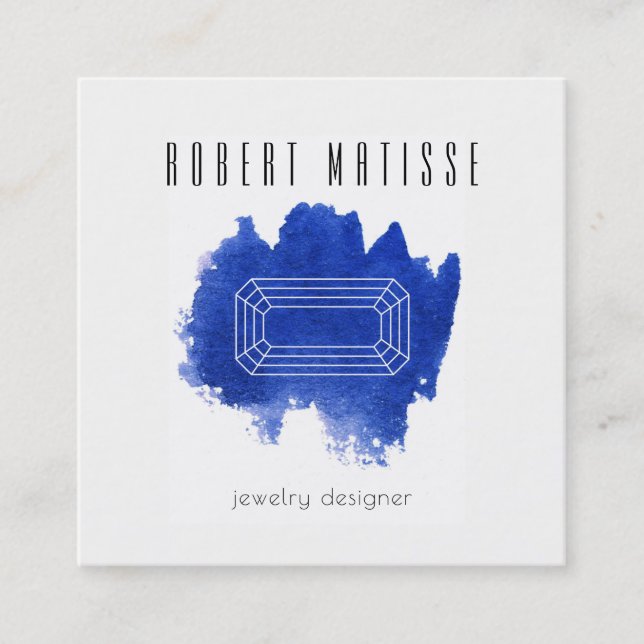 Sapphire Gemstone Square Business Card (Front)