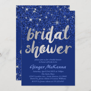 Sapphire Glitter Bridal Shower Invitations