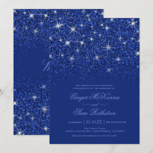 Sapphire Glitter Wedding Invitations