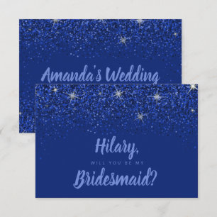 Sapphire Glitz Glitter Bridesmaid Card
