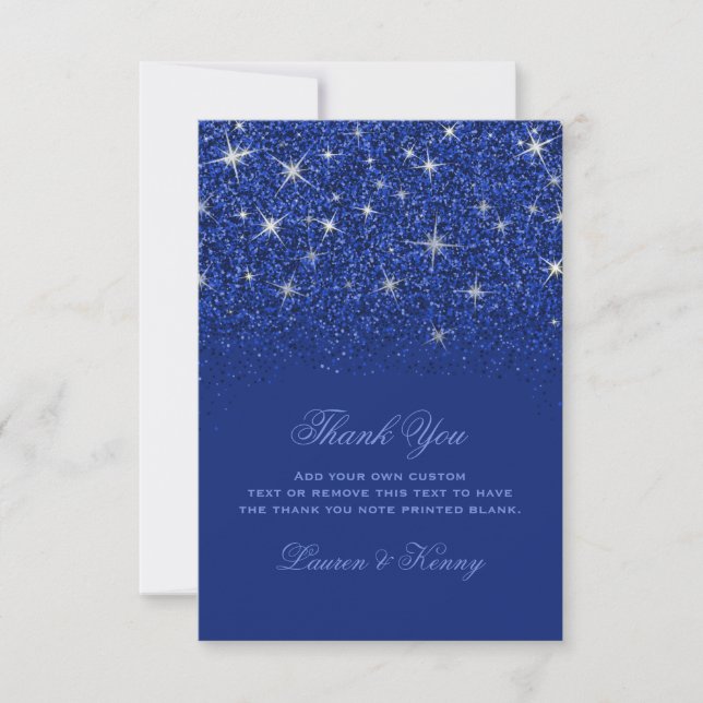 Sapphire Glitz Glitter Thank You Cards (Front)