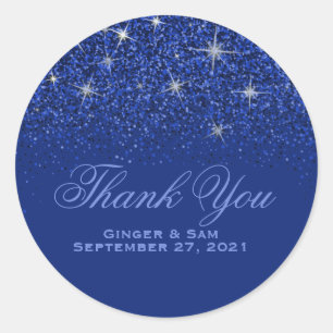 Sapphire Glitz Glitter Thank You Stickers