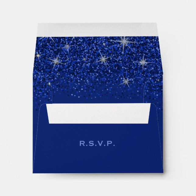 Sapphire Glitz Glitter Wedding, Response Envelopes (Back (Bottom))
