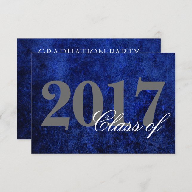 Sapphire Grad | Blue Royal Cobalt Azure Year Invitation (Front/Back)